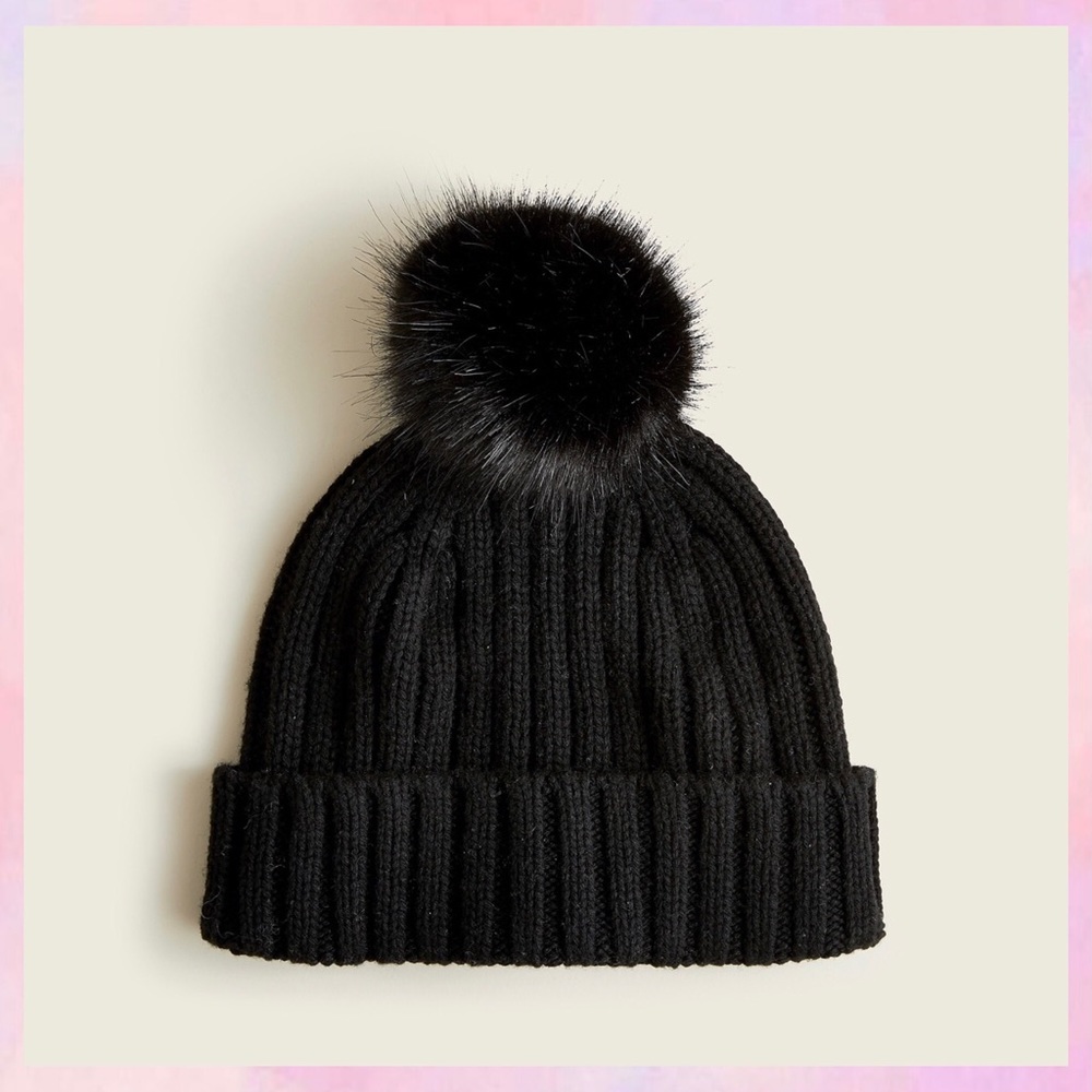 J. CREW Ribbed pom-pom beanie